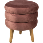 Clayre & Eef Poef Ø 38*44 Cm Velours, Metaal Rond Hocker - Roze