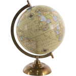 Clayre & Eef Wereldbol Decoratie 22*22*33 Cm Hout, Ijzer Globe Aardbol Globe Aardbol - Geel