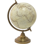 Clayre & Eef Wereldbol Decoratie 22*22*33 Cm, Bruin Hout, Ijzer De Wereld Globe Aardbol Globe Aardbol - Beige