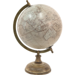 Clayre & Eef Wereldbol Decoratie 22*22*37 Cm, Bruin Hout, Ijzer Globe Aardbol Globe Aardbol - Beige