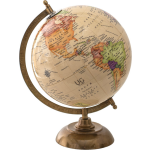 Clayre & Eef Wereldbol Decoratie 22*22*33 Cm Hout, Ijzer Globe Aardbol Globe Aardbol - Beige