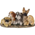 Clayre & Eef Decoratie Beeld 33*12*17 Cm Meerkleurig Kunststof Honden - Bruin