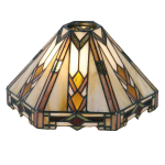 Clayre & Eef Lumilamp Lampenkap Tiffany 26*22*15 Cm / Kh 6 Cm, Bruin Glas In Lood Driehoek Art Deco Glazen Lampenkap - Beige