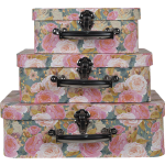 Clayre & Eef Decoratie Koffer Set Van 3 30*22*10 Cm Karton - Roze