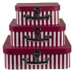 Clayre & Eef Decoratie Koffer Set Van 3 30*22*10 Cm Karton - Rood