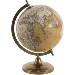 Clayre & Eef Wereldbol Decoratie 22*22*33 Cm, Bruin Hout, Ijzer Globe Aardbol Globe Aardbol - Geel