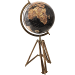 Clayre & Eef Wereldbol Decoratie 28*26*57 Cm, Roze, Geel Hout, Ijzer Wereldbol Globe Aardbol Globe Aardbol - Zwart