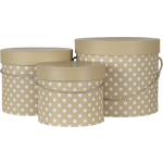 Clayre & Eef Hoedendoos Set Van 3 Ø 23*20 Cm, Bruin Karton - Beige