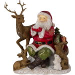 Clayre & Eef Kerstdecoratie Beeld Kerstman 18*13*19 Cm, - Rood
