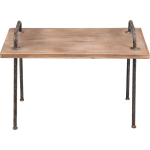 Clayre & Eef Bijzettafel 66*35*48 Cm Hout / Ijzer 5h0363 - Bruin