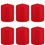 Trend Candles 6x Rode Cilinderkaarsen/stompkaarsen 6 X 8 Cm 29 Branduren - Geurloze Kaarsen - Woondecoraties - Rood