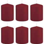 Trend Candles 6x Bordeauxrode Cilinderkaarsen/stompkaarsen 6 X 8 Cm 29 Branduren - Geurloze Kaarsen - Woondecoraties - Rood