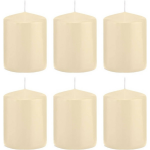 Trend Candles 6x Cremete Cilinderkaarsen/stompkaarsen 6 X 8 Cm 29 Branduren - Geurloze Kaarsen - Woondecoraties - Wit