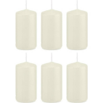 Trend Candles 6x Ivoorte Cilinderkaarsen/stompkaarsen 5 X 10 Cm 23 Branduren - Geurloze Kaarsen - Woondecoraties - Wit