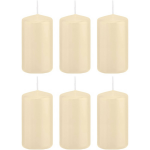 Trend Candles 6x Cremete Cilinderkaarsen/stompkaarsen 6 X 12 Cm 40 Branduren - Geurloze Kaarsen - Woondecoraties - Wit