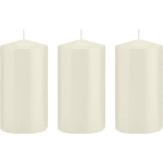 Trend Candles 3x Ivoorte Cilinderkaarsen/stompkaarsen 8 X 15 Cm 69 Branduren - Geurloze Kaarsen - Woondecoraties - Wit