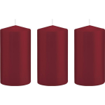 Trend Candles 3x Bordeauxrode Cilinderkaarsen/stompkaarsen 8 X 15 Cm 69 Branduren - Geurloze Kaarsen - Woondecoraties - Rood