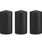 Trend Candles 3xe Cilinderkaarsen/stompkaarsen 8 X 15 Cm 69 Branduren - Geurloze Kaarsen - Woondecoraties - Zwart