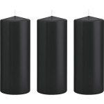 Trend Candles 3xe Cilinderkaarsen/stompkaarsen 8 X 20 Cm 119 Branduren - Geurloze Kaarsen - Woondecoraties - Zwart