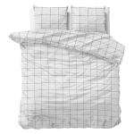 Sleeptime Deep Check Flanel Lits-jumeaux (240 x 200/220 cm + 2 kussenslopen) Dekbedovertrek - Wit