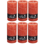 Spaas 6x Rustieke Cilinderkaarsen/stompkaarsen 7 X 13 Cm 60 Branduren - Geurloze Kaarsen - Woondecoraties - Oranje