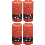 Spaas 4x Rustieke Cilinderkaarsen/stompkaarsen 7 X 13 Cm 60 Branduren - Geurloze Kaarsen - Woondecoraties - Oranje