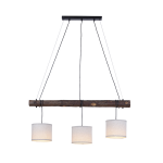 Paul Neuhaus Landelijke hanglamp hout met witte kap 3-lichts - Oriana - Bruin