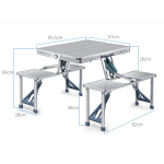 GS Quality Products Nordfalk Inklapbare Picknicktafel 4-personen - Aluminium Campingtafel / Tafel 123x87x66 Cm - Grijs