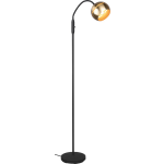 BES LED Led Vloerlamp - Trion Flatina - E14 Fitting - Flexibele Arm - Rond - Mat/goud - Aluminium - Zwart