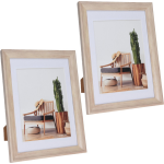 2x Stuks Kunststof Fotolijst Hout Look Geschikt Voor Een Foto Van 15 X 20 Cm - Fotolijsten - Bruin