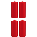 Trend Candles 4x Rode Cilinderkaarsen/stompkaarsen 8 X 20 Cm 119 Branduren - Geurloze Kaarsen - Woondecoraties - Rood