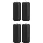 Trend Candles 4xe Cilinderkaarsen/stompkaarsen 8 X 20 Cm 119 Branduren - Geurloze Kaarsen - Woondecoraties - Zwart