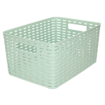 Forte Plastics Rotan Gevlochten Opbergmand/opbergbox Kunststof - Mint - 22 X 33 X 16 Cm - Opbergbox - Groen