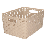 Forte Plastics Rotan Gevlochten Opbergmand/opbergbox Kunststof - Taupe - 22 X 33 X 16 Cm - Opbergbox