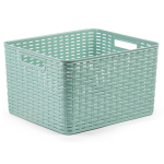 Forte Plastics Rotan Gevlochten Opbergmand/opbergbox Kunststof - Mint - 34 X 40 X 23 Cm - Opbergbox - Groen