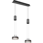 BES LED Led Hanglamp - Hangverlichting - Trion Franco - 14.4w - 2-lichts - Warm Wit 3000k - Rond - Mat Antraciet - Aluminium - Grijs