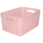 Forte Plastics Rotan Gevlochten Opbergmand/opbergbox Kunststof - Oud - 22 X 33 X 16 Cm - Opbergbox - Roze