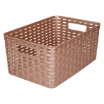 Forte Plastics Rotan Gevlochten Opbergmand/opbergbox Kunststof - Brons - 19 X 29 X 13 Cm - Opbergbox - Bruin