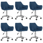 Vidaxl Eetkamerstoelen Draaibaar 6 St Stof - Blauw