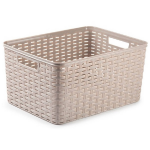 Forte Plastics Rotan Gevlochten Opbergmand/opbergbox Kunststof - Taupe - 38 X 28 X 19 Cm - Opbergbox