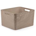 Forte Plastics Rotan Gevlochten Opbergmand/opbergbox Kunststof - Taupe - 34 X 40 X 23 Cm - Opbergbox