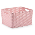 Forte Plastics Rotan Gevlochten Opbergmand/opbergbox Kunststof - Oud - 34 X 40 X 23 Cm - Opbergbox - Roze