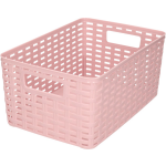 Forte Plastics Rotan Gevlochten Opbergmand/opbergbox Kunststof - Oud - 19 X 29 X 13 Cm - Opbergbox - Roze