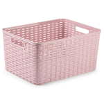 Forte Plastics Rotan Gevlochten Opbergmand/opbergbox Kunststof - Oud - 38 X 28 X 19 Cm - Opbergbox - Roze