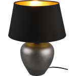BES LED Led Tafellamp - Tafelverlichting - Trion Albino - E27 Fitting - Rond - Antiek Nikkel -/goud - Keramiek - Ø300mm - Zwart