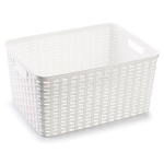 Forte Plastics Rotan Gevlochten Opbergmand/opbergbox Kunststof 38 X 28 X 19 Cm - Opbergbox - Blanco