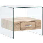 Vidaxl Salontafel Met Lade 50x50x45 Cm Gehard Glas