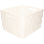 Forte Plastics Rotan Gevlochten Opbergmand/opbergbox Kunststof 34 X 40 X 23 Cm - Opbergbox - Wit