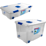 Hega Hogar 4x Opbergboxen/opbergdozen Met Deksel En Wieltjes 30 En 55 Liter Kunststof Transparant/ - Opbergbox - Blauw