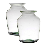 Bellatio Design 2x Stuks Transparante Luxe Grote Vaas/vazen Van Glas 36 X 24 Cm - Vazen